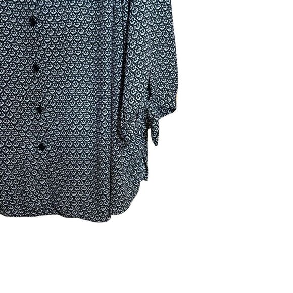 Catherines Top Womens 3X 26 28W Black White Print Sheer Button Up Blouse Ladies - Picture 4 of 7